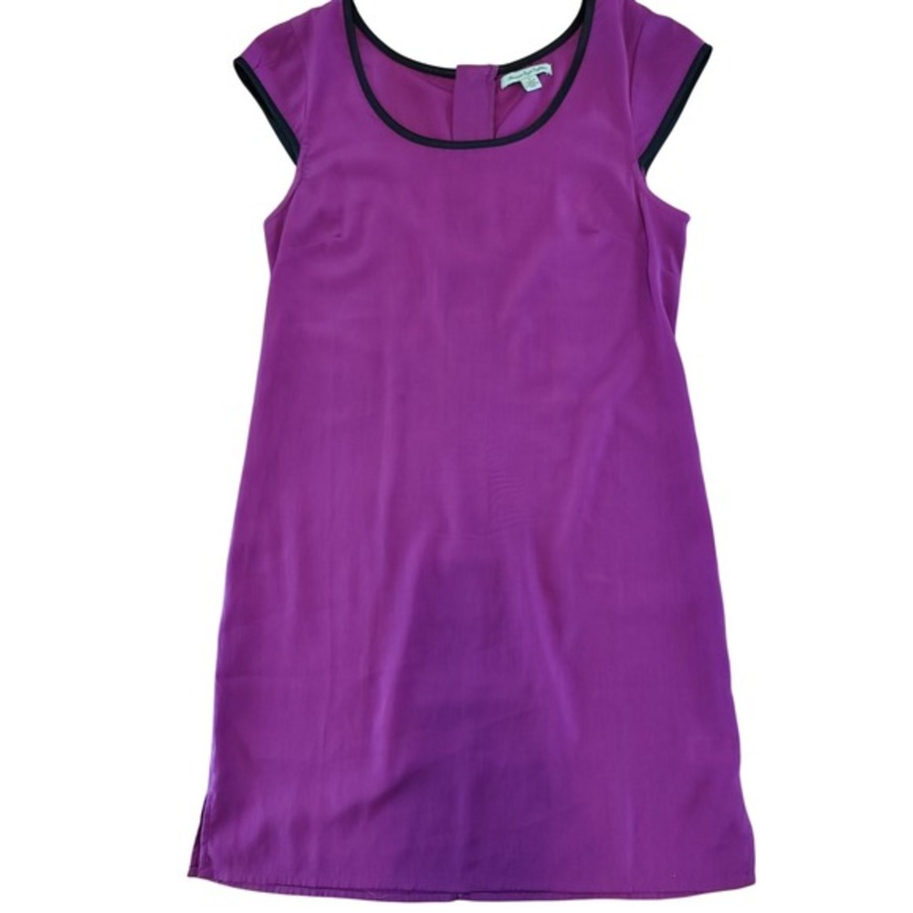 American Eagle Outfitters Purple Dress Black Trim Cap Sleeve Size 2 zip back - Picture 2 of 6